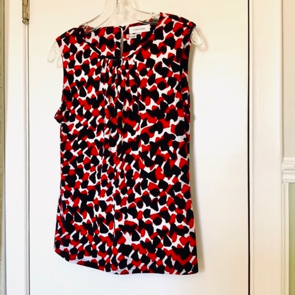 REDUCED! Calvin Klein Red, White and Black Print Sleeveless Top - Picture 5 of 5